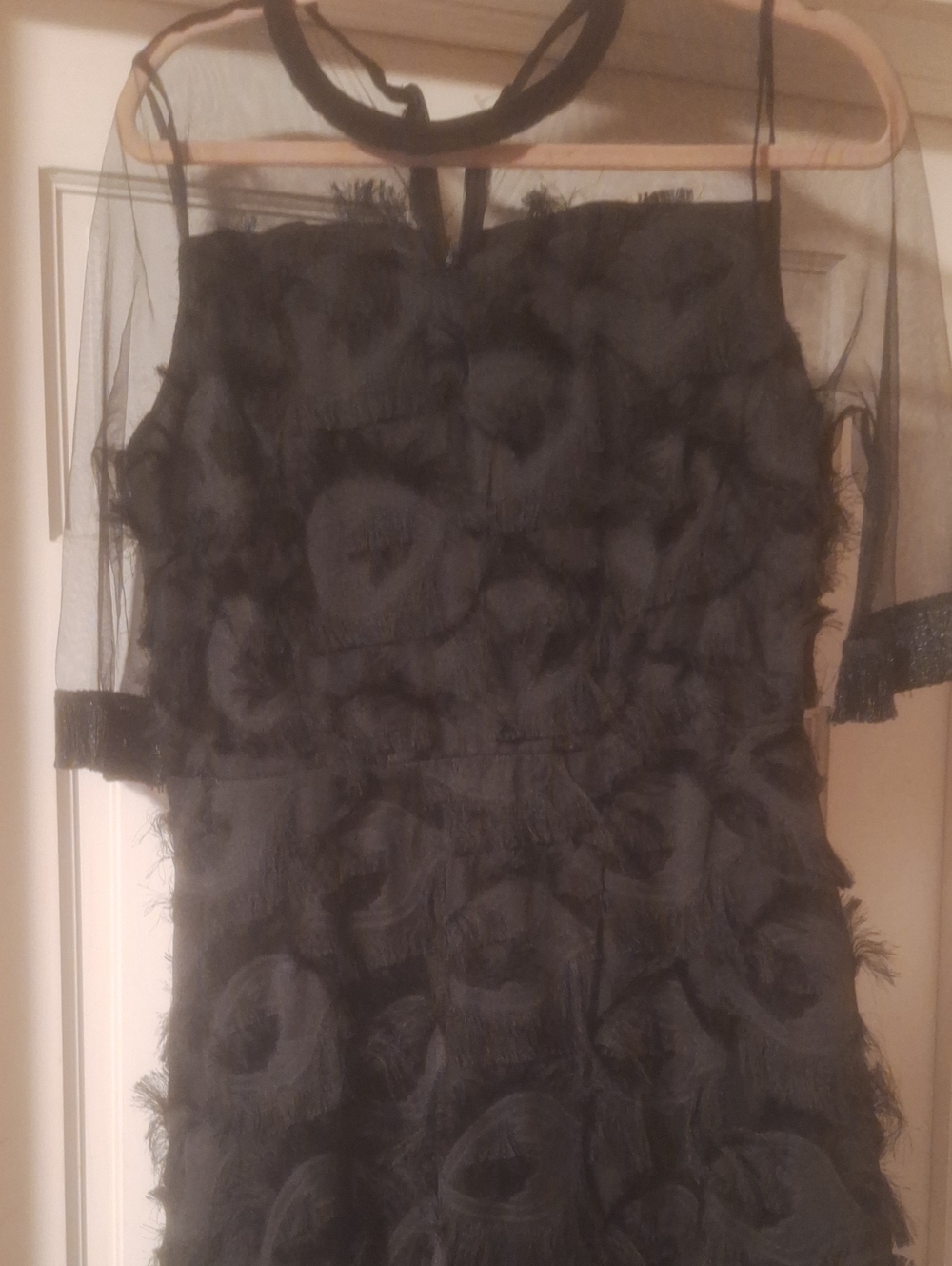 MISSLOOK Black Fringe Embellished Dress